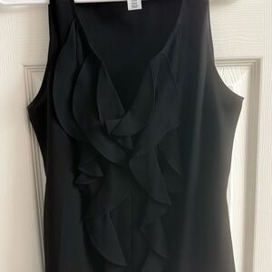 White House Black Market Sleeveless Black Ruffle Top